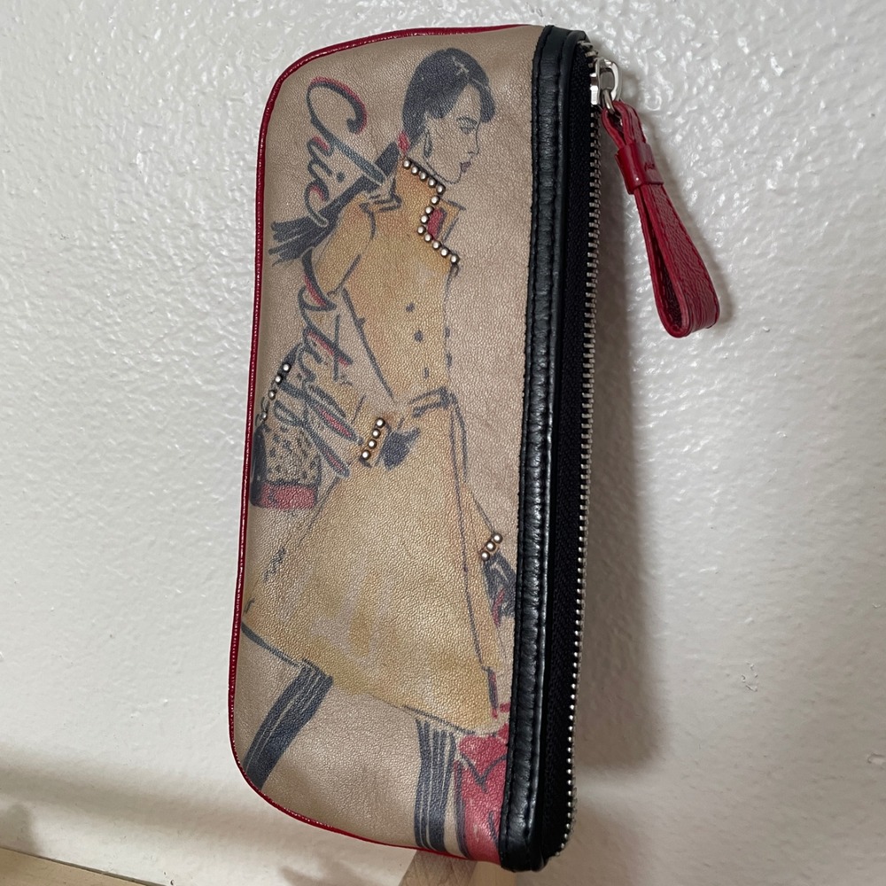 Brighton Chic Stuff Leather Zipper Pouch Fashion Illustration Leopard Lining